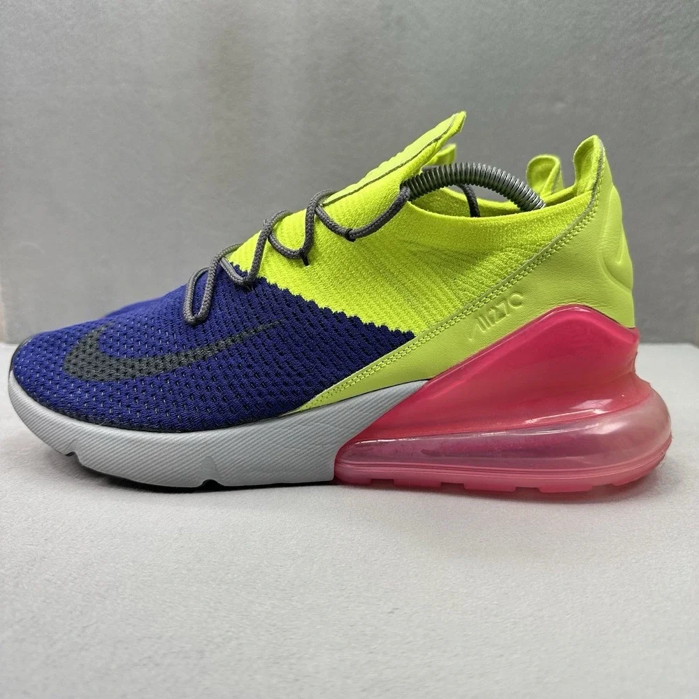 Nike Air Max 270 Flyknit Mens Size 11.5 Shoes Regency Purple Volt Casual Sneaker